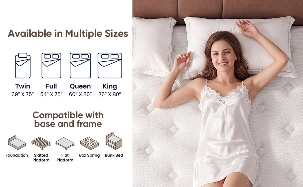 Medium Firm Memory Foam Mattress with Lumbar Support - 10,12,14in Twin,Full,Queen,King Sizes - Ideal for Home Guest Rooms, Hotels, Boxed Furniture Gifts, Ergonomic Memory Foam, Supportive Foam,dorm essentials,home decor
