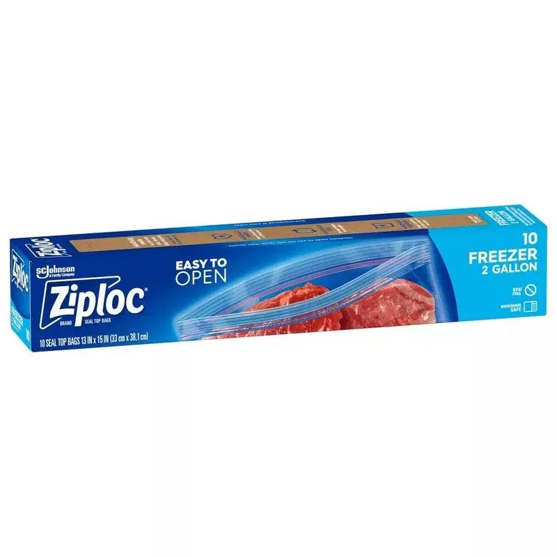 Ziploc 2 Gallon Freezer Bags, Easy To Open, 10 Count ( 13" x 15" )