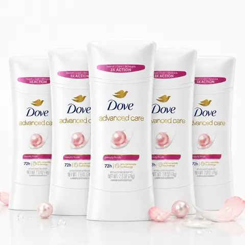 Dove Female Advanced Care Antiperspirant Deodorant Stick (Stick Form) - 72H Protection, Pro-Ceramides, Beauty Finish Scent, Smooth Body Care, Triple Action for Sensitive Skin, 2.6 oz Multi-Pack