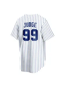 Men's Embroidered Striped Baseball Jersey #99, Blue Striped Casual Sports Baseball Jersey, V-Neck Design Classic Baseball Jersey, Suitable for Baseball Fans to Watch Games, Parties and Training Wear