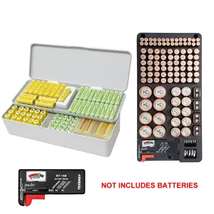 Durable PP Battery Storage Box, Holds 54 Aa Aaa Batteries, Compact Space-Saving Design, Organizer Dividers, Ideal for Home and Garage, Organiser