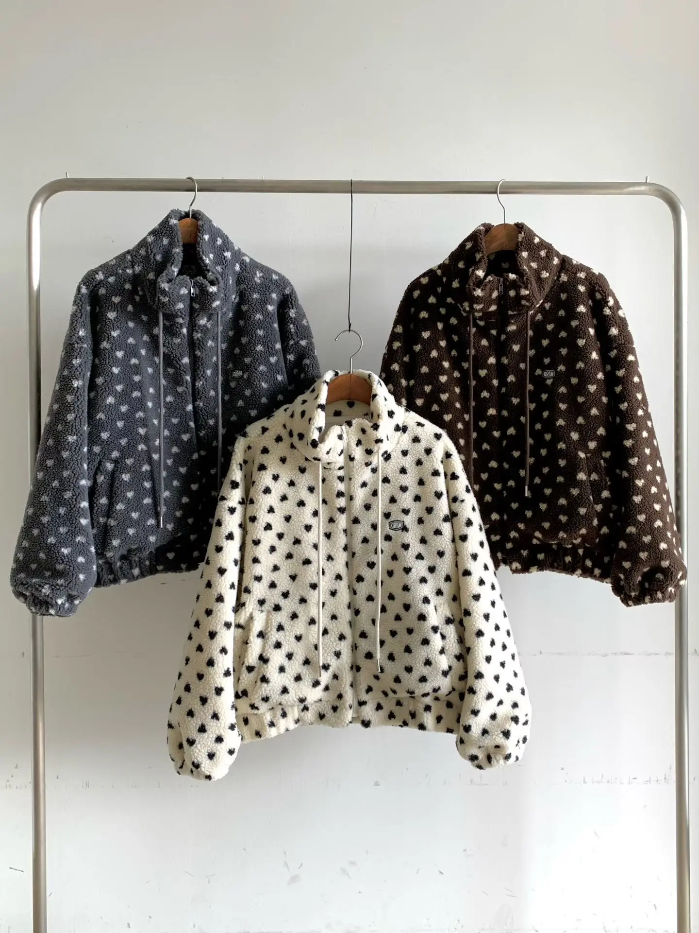 Heart-Patterned Fleece Jacket