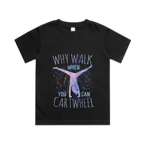 Tumbling Gymnastics Gifts For Little Girls Cotton T-shirt, Graphic Print Round Neck Short Sleeve Casual Tee for Boys Girls Crewneck Shortsleeve Tee Funny Breathable