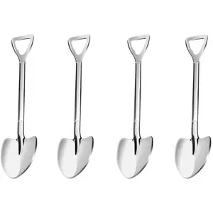 4 Pack Shovel Shape Demitasse Espresso Mini Coffee Spoons, 4.7 Inches Stainless Steel, Small for Dessert, , Appetizer, Party Supplies
