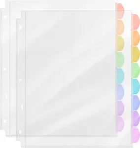 Mr. Pen- Clear Sheet Protectors with Tabs, 8 Tabs, 2 Sets, Clear Plastic Dividers for 3 Ring Binder, Insertable Index Page Divider Multicolor Tabs