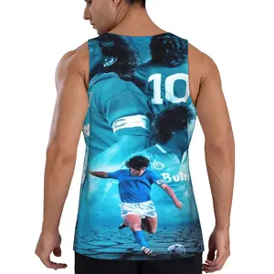 Men's Maradona Light Blue Print Sports Vest | Breathable Summer Sports Vest, Suitable for Sports and Everyday Wear (Casual)
