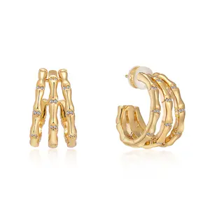Milan Chiva 14K Gold Plated Copper Base Twisted Hoop Earrings - Women's Minimalist Open Dome Post Huggie Earrings, Lightweight Non-Tarnish Jewelry