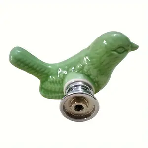 6-piece Set Pink Cute Bird-shaped Design Cabinet Door Handles, Ceramic Drawer Knobs with Mounting Screws, Vintage Zinc Alloy Pulls