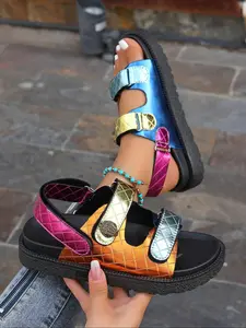 Fashionable Colorful Peep Toe Sandals, Casual Comfortable Sandals for Summer, Trendy All-match Sandals for Women, Footwear