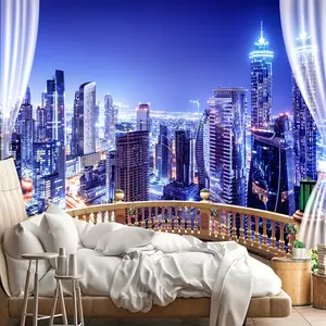 Urban Nightscape Tapestry - Lightweight Polyester Wall Hanging for Living Room, Bedroom, Office ,Perfect for Home & Party Decor Decoration Dorm