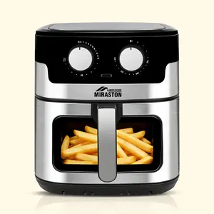 MIRASTON 8.5QT Large Capacity Classic Knob-Control Air Fryer, 8 Cooking Presets, Durable Stainless Steel, Visible Cooking Window, Nonstick Basket, 1500W, Holiday Haul