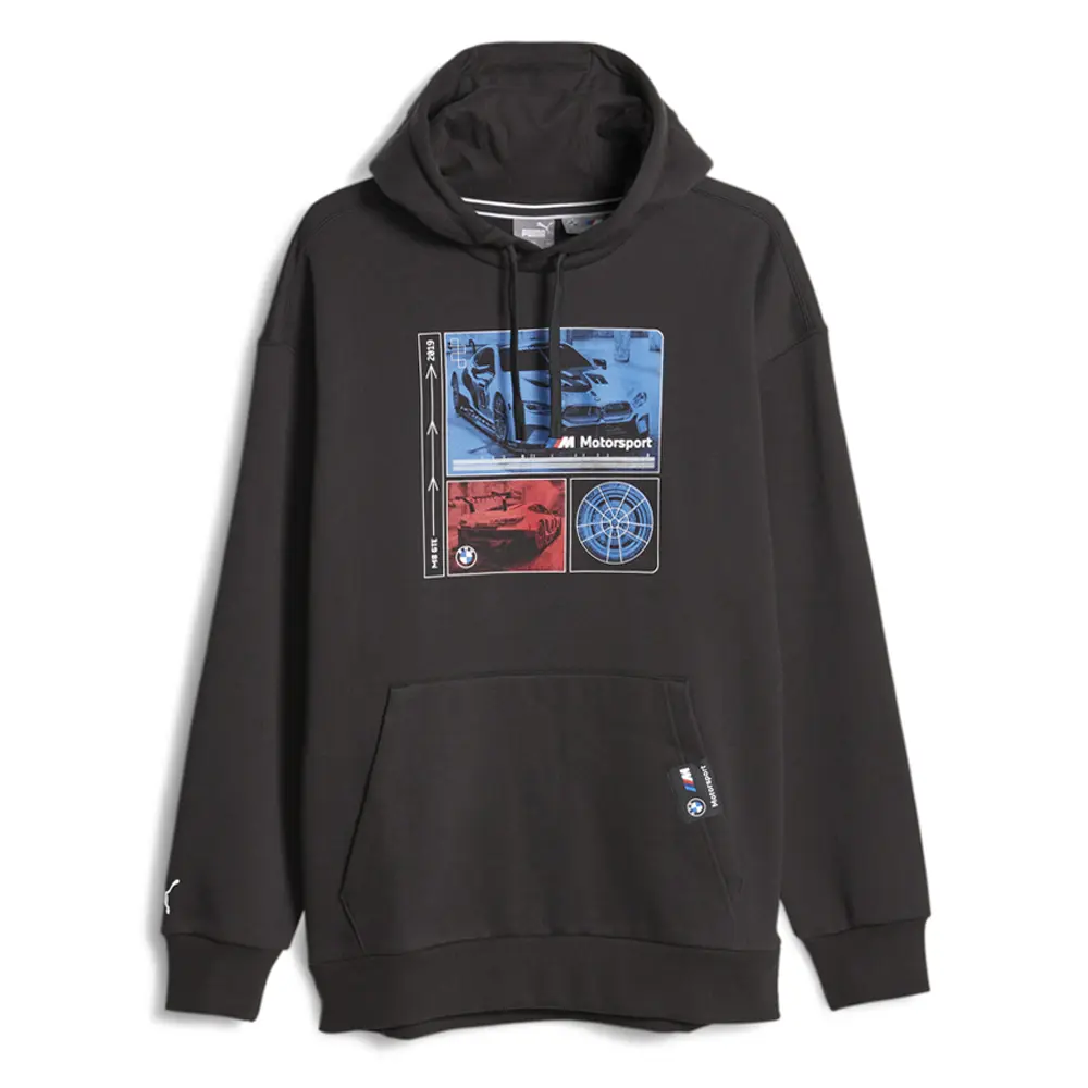 PUMA Mens Bmw M Motorsport Graphic Hoodie Athletic Outerwear Casual Hoodie Drawstring - Black