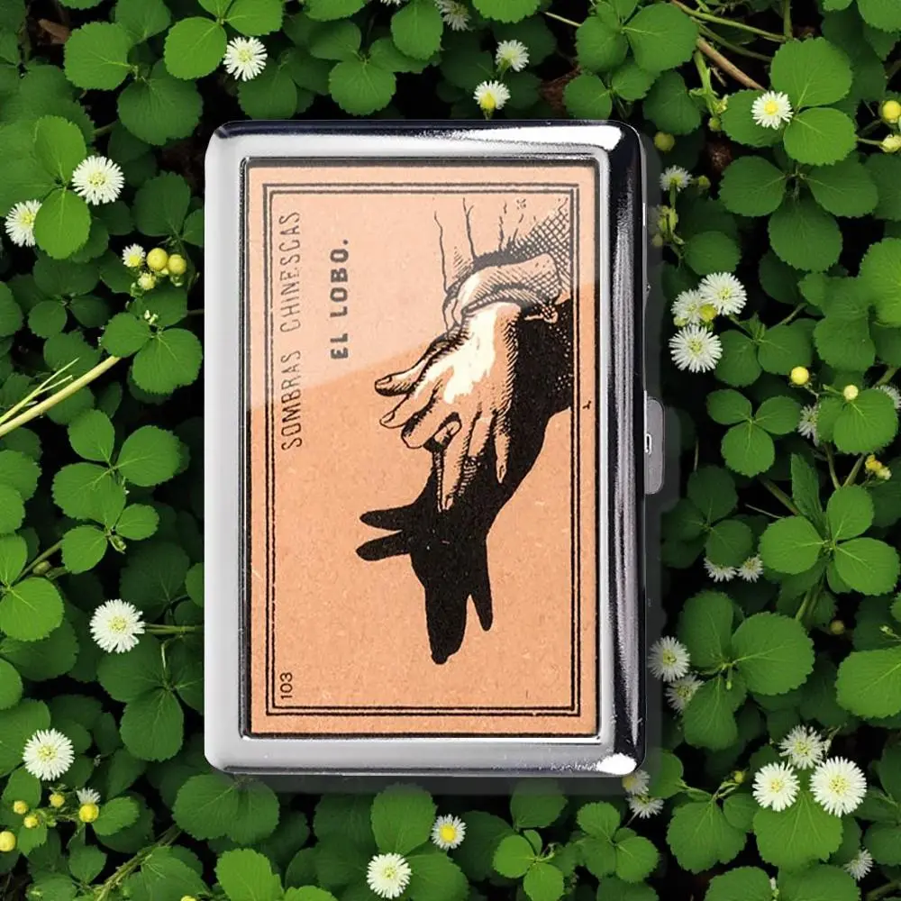 vintage shadow puppet instruction El Lobo Cigarette Case Money Card Holder, Zigarettenetui, Business Card, Antique Alive, Flower
