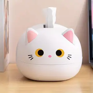 Cute Cat Shaped Paper Towel Holder, Home Decor Storage Box, Plastic Organizer for Bathroom & Living Room, Ideal Gift for Cat Lovers