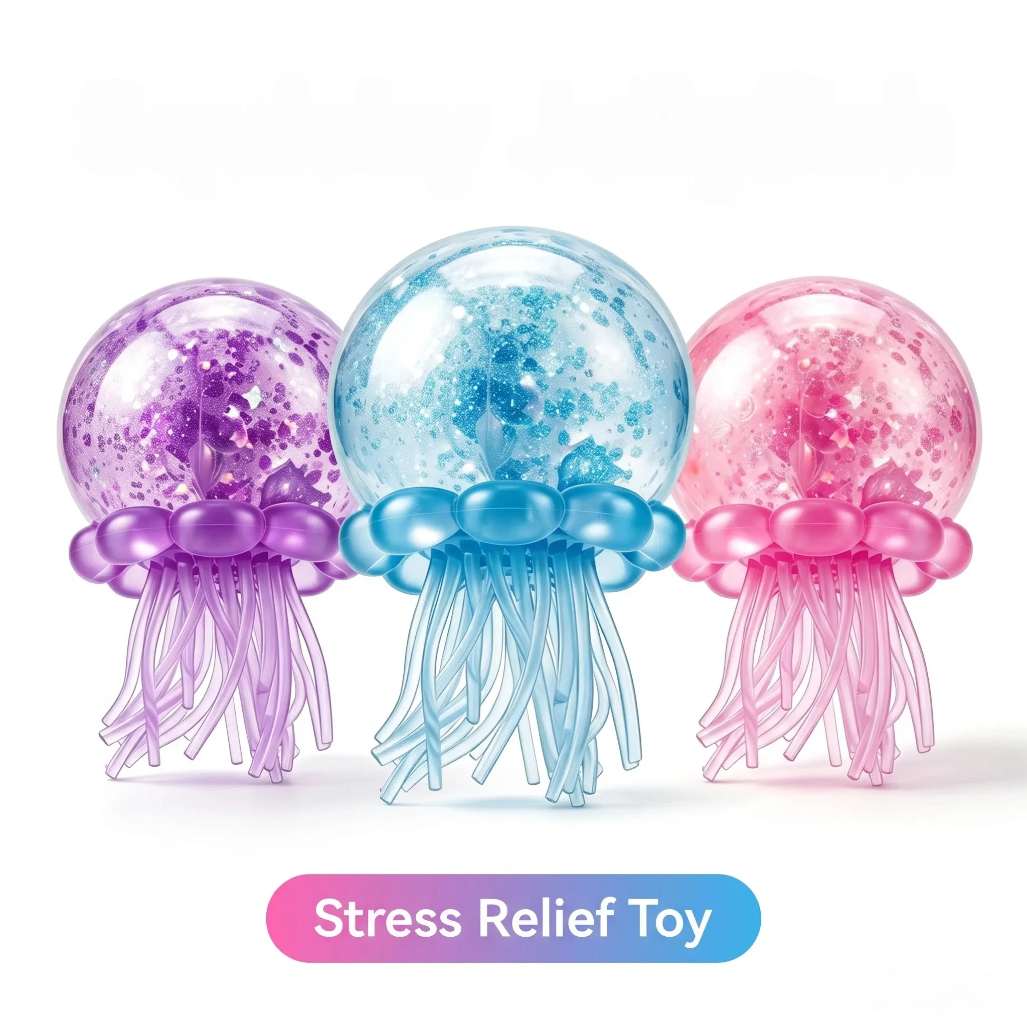 KIDGENIUS Jellyfish Squeeze Stress Ball Squishies - Soft FX Sensory Toy, Portable Quiet Design, Leak-Proof Durable Build, Dual Sensory Calming Tool, Anxiety Fidget Toys for Kids with ADHD, Stress Relief summerwins