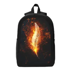 Fiery Feather Backpack for Boys & Girls - Large Capacity Bookbag with Bold Flame Print, Adjustable Straps & Zip Closure, Lightweight Durable Suitable for, Zipper Closure, Hand Washable, for, Travel, Daily Use, for Teenager