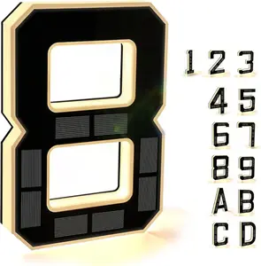 9 Inch Solar Lighted House Numbers for Outside, Light Up Waterproof LED Address Numbers Signs for Houses, Large Personalized Illuminated Exterior Modern House Numbers Light outdoorfun