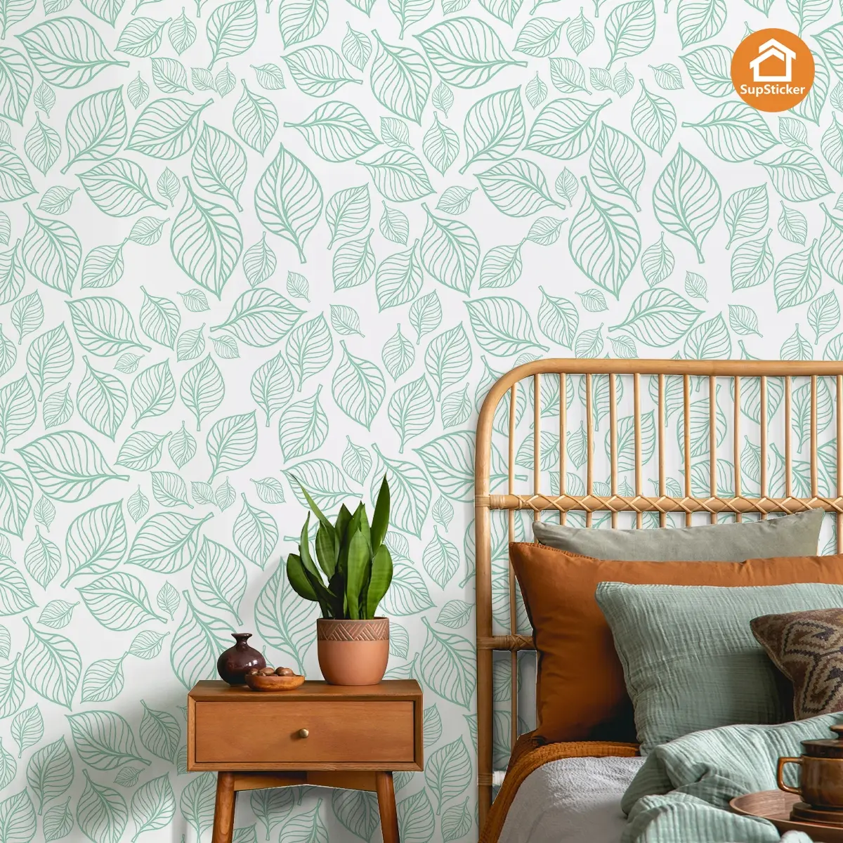 Fresh & Leaf Pattern Wallpaper, Self-Adhesive Easy Peel & Stick, Customizable for Bedroom Headboard, Closet Renovation, Home Decor
