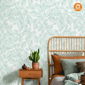 Fresh & Leaf Pattern Wallpaper, Self-Adhesive Easy Peel & Stick, Customizable for Bedroom Headboard, Closet Renovation, Home Decor