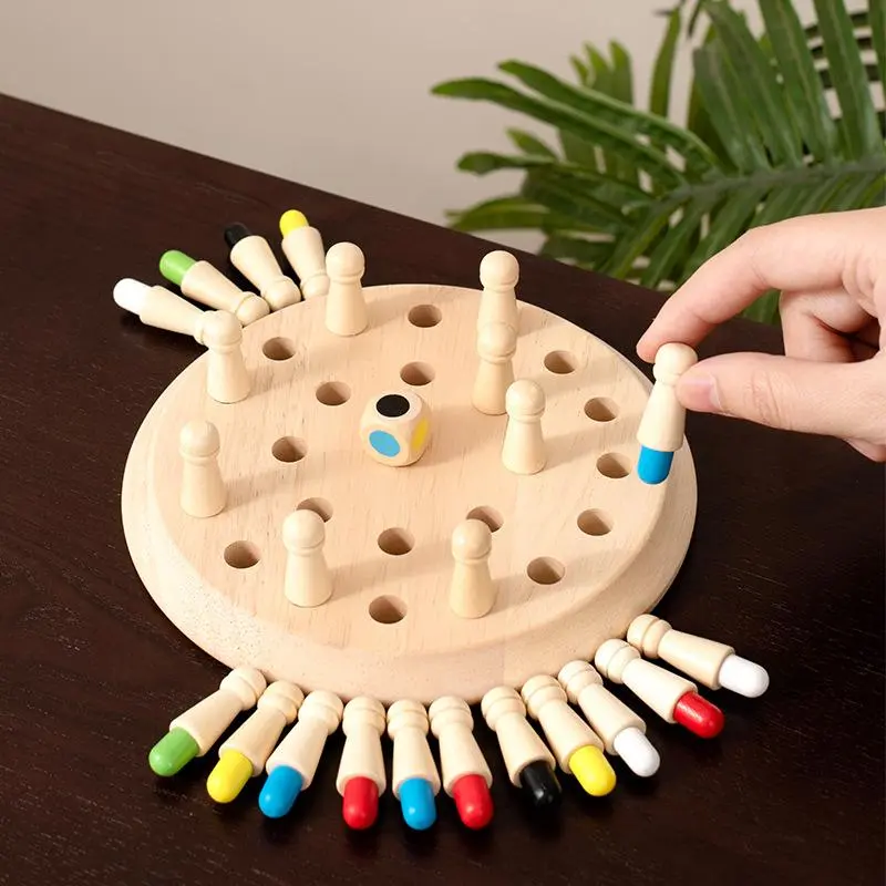 Wooden Memory Chess Game, Round Table Game, 1 Set Color Memory Matching Game, Learning Activities Educational Toys, Montessori Toys, Strategy Board Games, Kid Board Games, Fun Board Games, Ideal Gifts