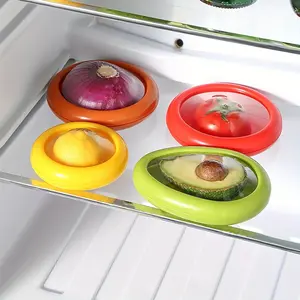 Silicone Fruit & Vegetable Storage Containers Set of 4 Reusable Refrigerator Avocado Tomato Organizers Fresh Food Keeper