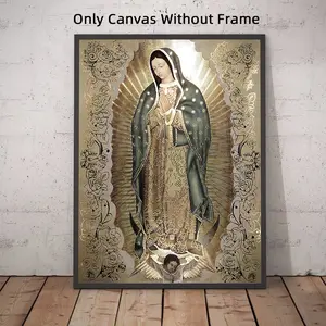 1Pc Optinal Frame Our Lady of Guadalupe Canvas Posters, Religious Wall Art, Catholic Wall Decor, Waterproof Canvas Wall Art, Artwork Wall Painting For Gift, Wall Picture for Living Room, Bedroom, Dining Room, Corridor, Home And Dormitory Decoration
