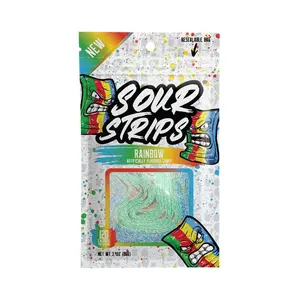 Sour Strips Rainbow Flavor - Resealable Bag - 3.4oz Net Weight - Sour Candy Snack