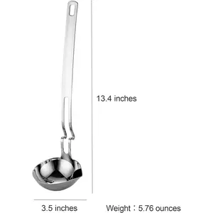 316 Stainless Steel Fat Separator Ladle with Z-Hook Gravy Separator & Skimmer Spoon for Cooking Hanging Soup Ladle for Kitchen Oil Strainer and Grease Skimmer