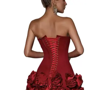 3D Red Flower Bandage Dress - Casual Women's Wear with Decorative Details, Perfect for Special Occasions - Womenswear bodycon
