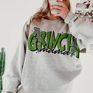 Grinchy Mama Sweatshirt, Grinc.h Mama Christmas Shirt, Grinc.h Shirts, Retro Mama Christmas Hoodie, Green Fur Xmas Movie Tee 7BW