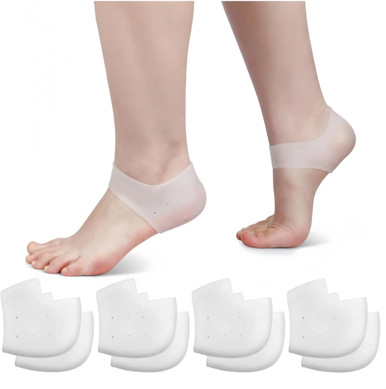 4Pairs Gel Heel Protectors,Heel Pain and Cracked Heels Relief for Men and Women，Heel Protectors, Silicone Heel Cups for Heel Pains,Cracked Heels, Heel Spurs,Unisex Fit Gel Heel Pads