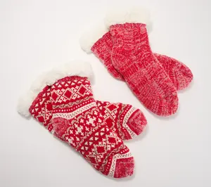 MUK LUKS Set of 2 Vitamin E Infused Luxe Cabin Socks