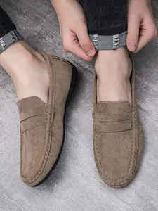 New Men's Casual Solid Color Loafers, One-Click Slip-On Comfortable Lightweight Versatile Shoes, Walking Shoes, Soft Sole Daily Wear Footwear