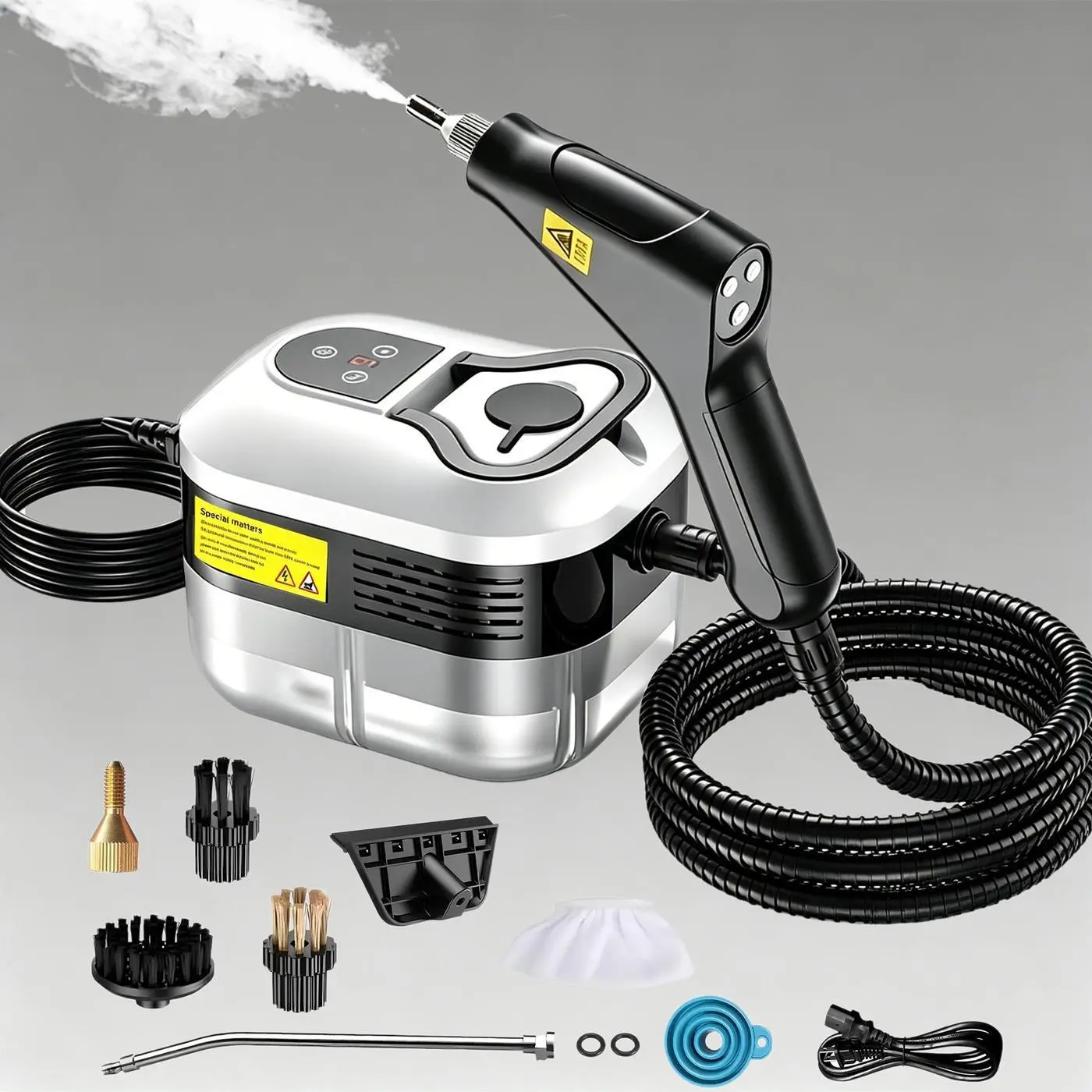 221°F High-Temperature Handheld Steam Cleaner, 2500W Pressurized Portable Steamer, 1200ml Water Tank, 6-Level Adjustable, 15s Fast Heat-Up, 10pcs Accessories, Deep Cleaning for Window Glass, Sofa Upholstery and Kitchen
