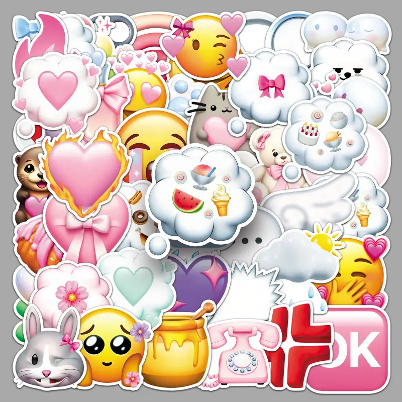 50-Piece Reusable Vinyl Self-Adhesive Small Waterproof Cartoon Stickers (1.2-1.3 inches) - School Kids Rewards, Event Prizes, Multi-Surface Accessory for Mugs, Notebooks, Personalize Car Bumpers, Halloween DIY Party Favors