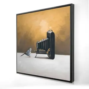 360 Stand Rustic Framed Wall Art Print - 36x36 in. Old Camera Photo with Nature Bird, Artwork for Room Decor, Thoughtful Home Supplies Gift with Rustic Charm, Decoration, Artistic