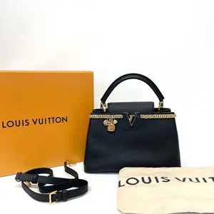 Pre-owned Louis Vuitton Capucines Enamel Floral Gold Coin Trim 31cm 2019 Chip – With Box & Dust Bag