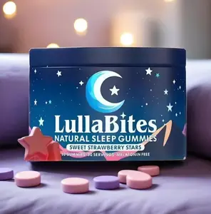 LullaBites Natural Sleep Gummies - 30 Servings-Sweet Strawberry Stars (Melatonin Free)