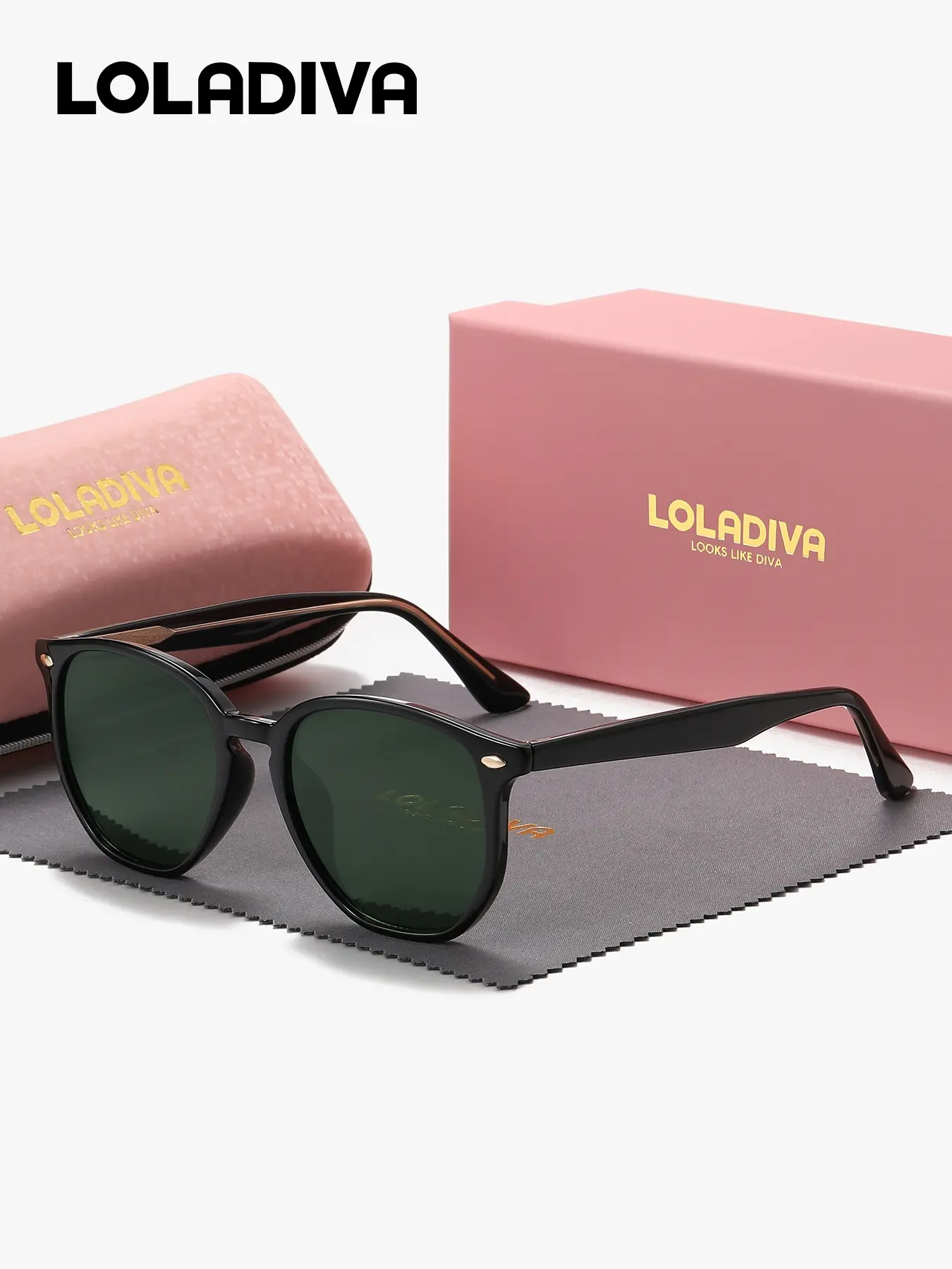 LOLADIVA Unisex Quiet Luxury Full Frame Exceptional Quality Square Frame Sunglasses UV400