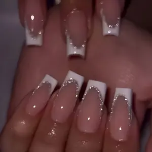 24pcs Elegant White French Tip Press-On Nails Kit – Includes Jelly Glue And Nail File |   Minimalist Acrylic Fake Nails Brides, Professionals And Trendy Styles |   Reusable Salon-Grade Nails Weddings, Dates, Office And Events