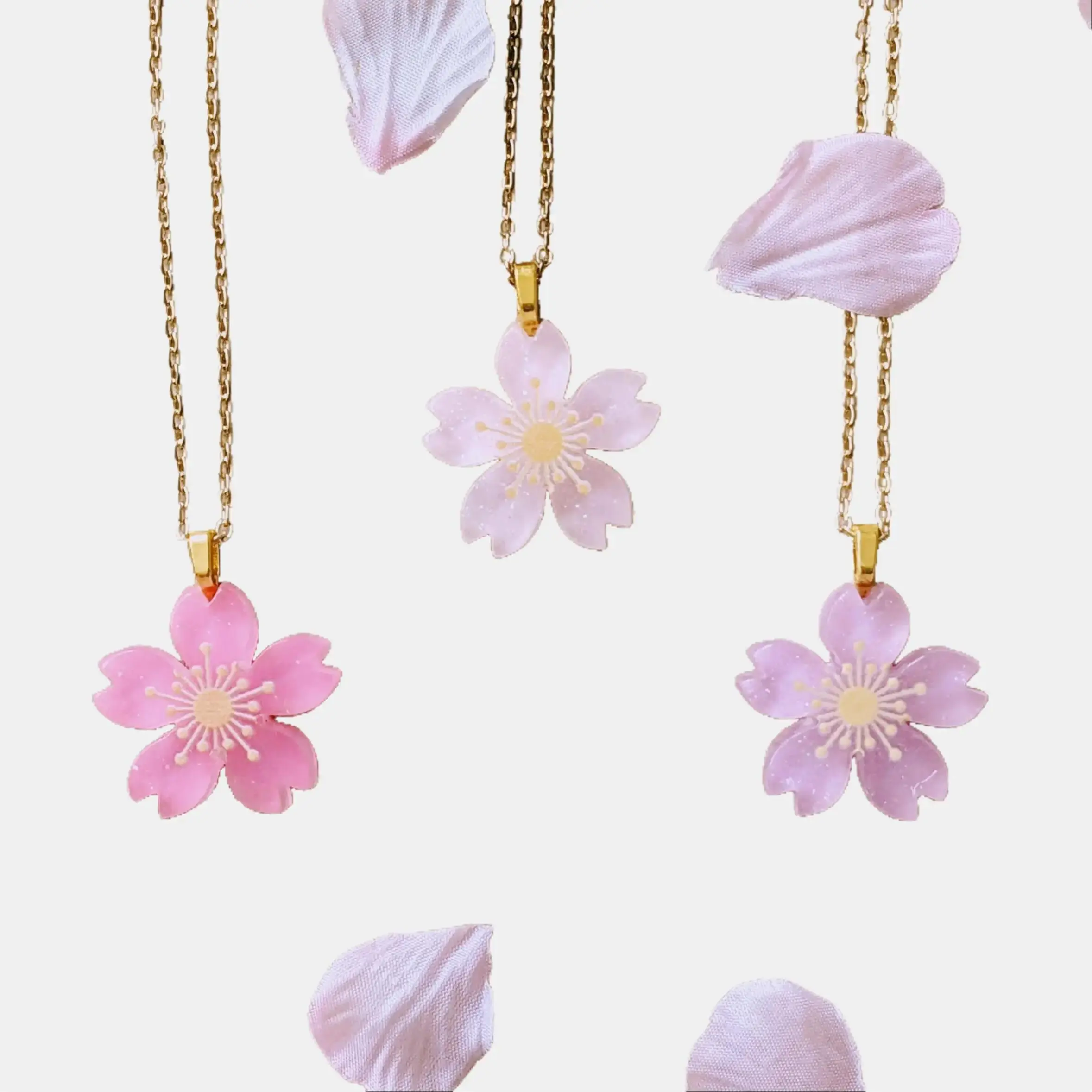 MJ Hsu Art Sakura Flower Resin Necklace