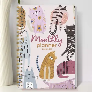 1pc 2026 Jan-2027 Dec Weekly And Monthly Academic Year Planner Calendar Notebook, 5.7" X 8", A5 Monthly Planner Notebook With Notes Cute Animals Cover, Personal Organizer, Office & School Supplies