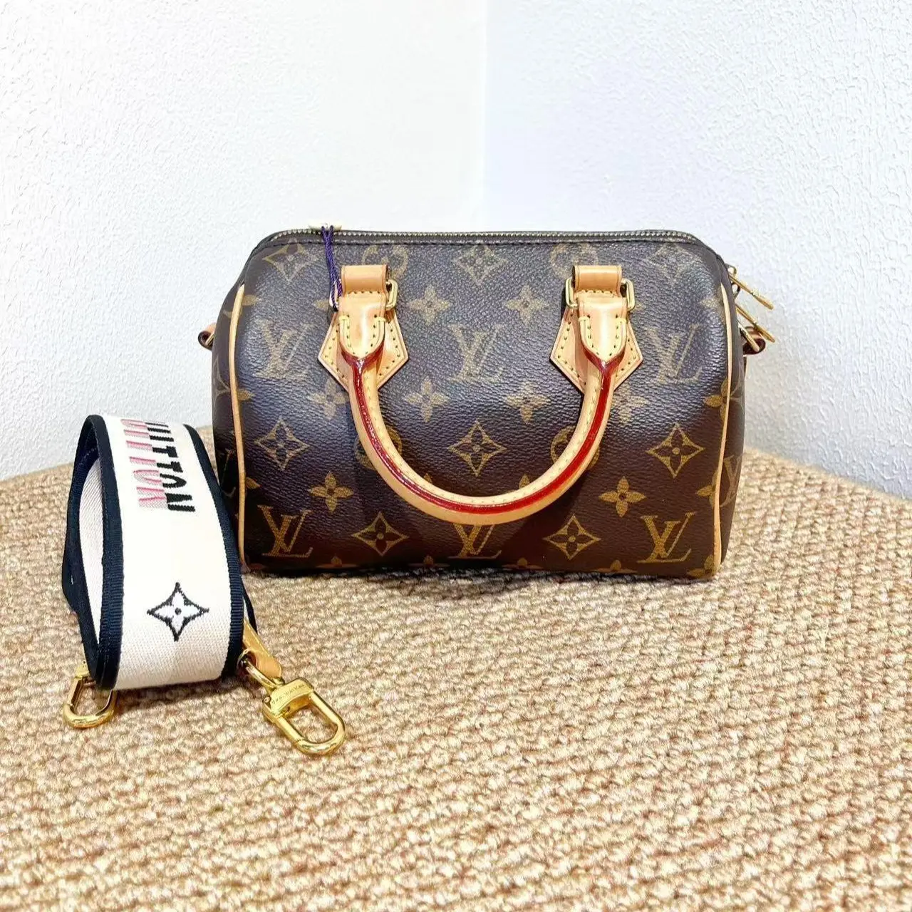 Pre-owned Louis Vuitton Speedy 20 Bandouliere Monogram Adjustable Black Strap Boston Handbag Shoulder Crossbody Bag