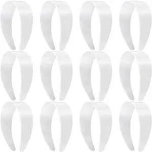 12 count Plastic Headbands Wide Hard Plain Craft Headband Plastic Hairband for DIY Hair Accessories Women(2 Inch,White)