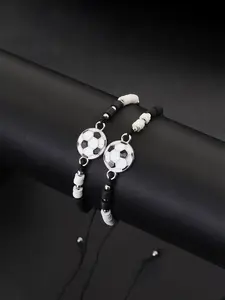 Soccer Charm Decor Adjustable Bracelet, Fashionable Braided Bracelet for Men & Women, Trendy All-match & Exquisite Jewelry for Birthday Gift