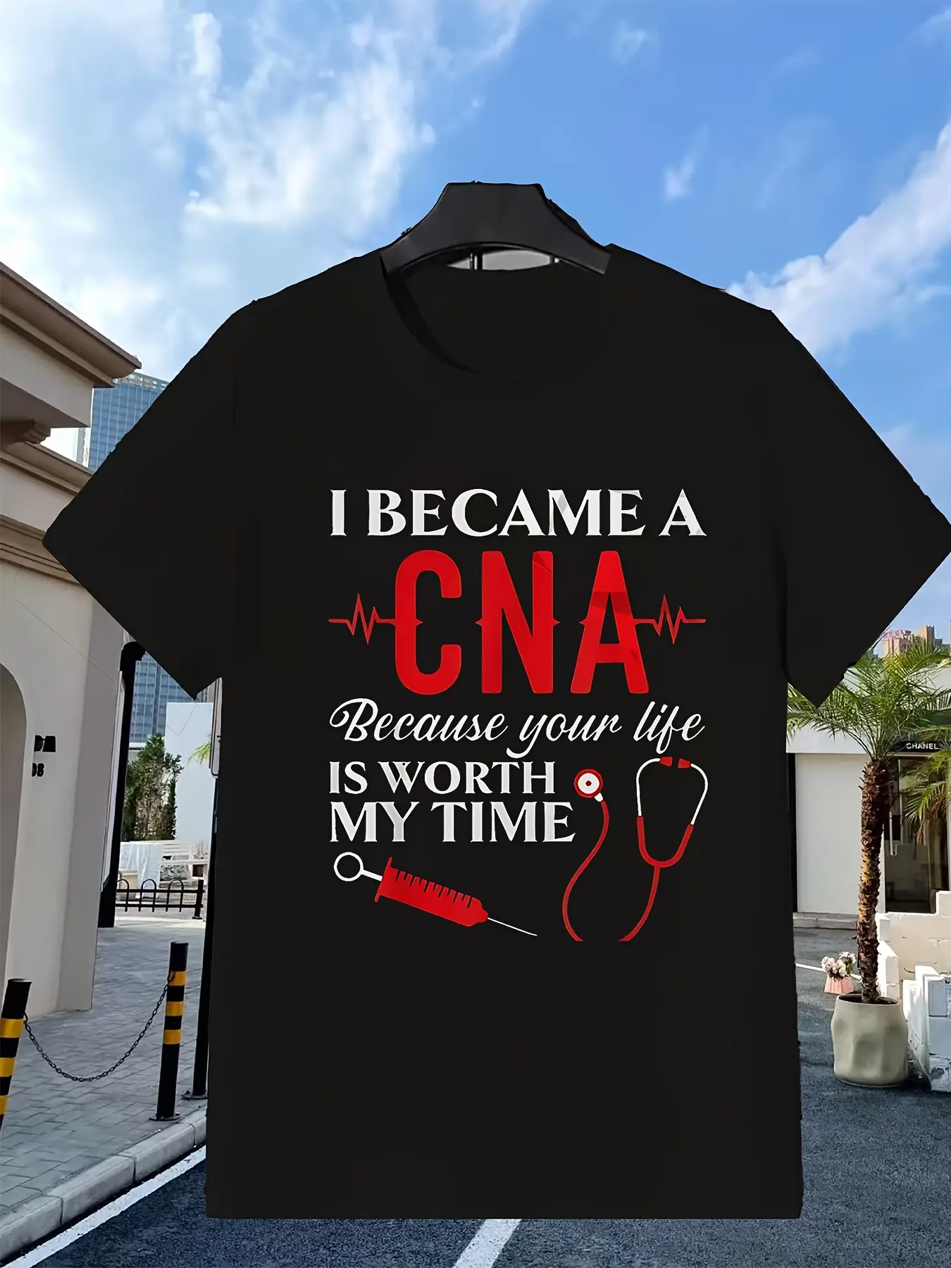 Men's CNA Nursing Assistant Uniform - Short Sleeve Top with Healthcare Graphic Print, Comfortable Attire for Hospital, Clinic & Nursing Staff - Machine Washable Scrubs