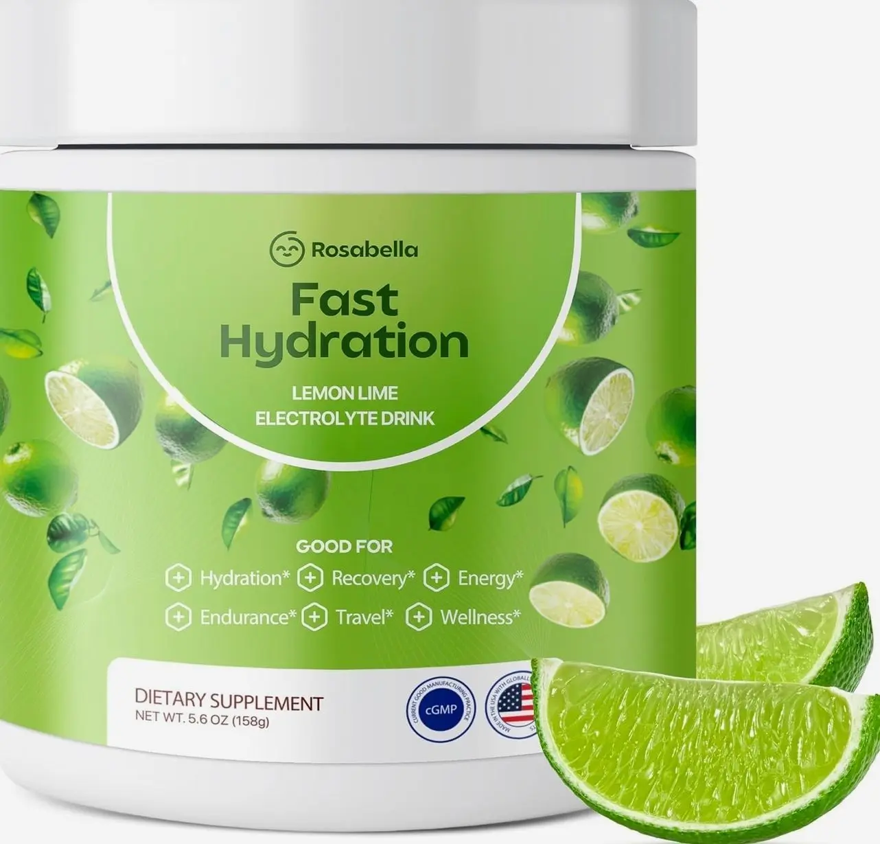 Rosabella Electrolyte Drink Powder – Lemon Lime – Zero Sugar Hydration Supplement – Sodium, Potassium, Magnesium & Calcium – Keto Electrolytes Mix for Rapid Rehydration – 30 Servings (5.7 oz)