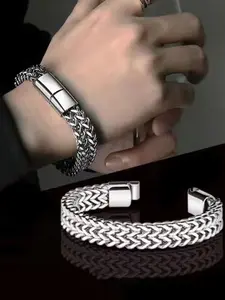 Trendy Stainless Steel Men's Bracelet, Bold Punk Style Accessory, Durable & Stylish Design, Perfect Gift for Him