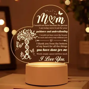 1pc Gift For Mom - Engraved Night Light, Birthday Gift For Mom, Mother's Day, Valentine's Day Christmas Thanksgiving Gift, Unique Acrylic Illuminated Lantern