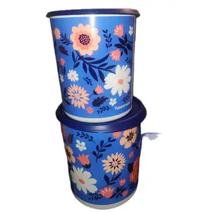 Tupperware ONE TOUCH FLORAL CANISTER SET with Vibrant Floral Design for Kitchen Storage and Organization